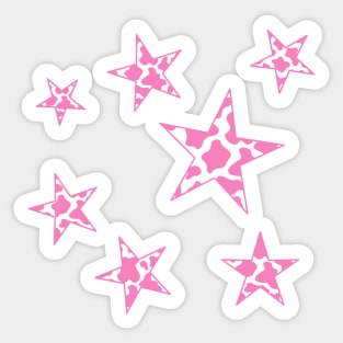 Pink Cow Print Stars Sticker